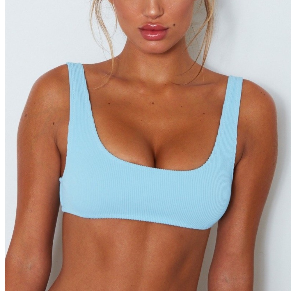Palm Springs Bikini Top Baby Blue Rib